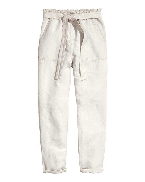 شلوار لینن زنانه استخوانی H&M