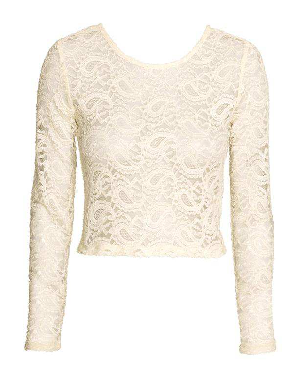 بلوز گیپور نیم‌ تنه زنانه نباتی H&M