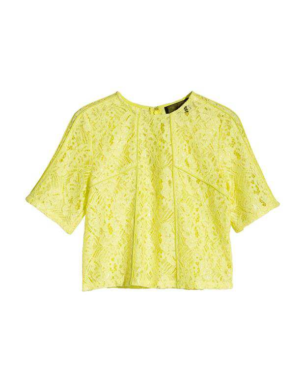 بلوز نیم‌ تنه گیپور زنانه سبز فسفری H&M