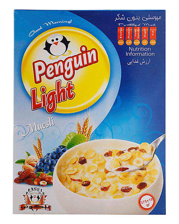 کورن فلکس میوسلی لایت 375 گرمی Penguin