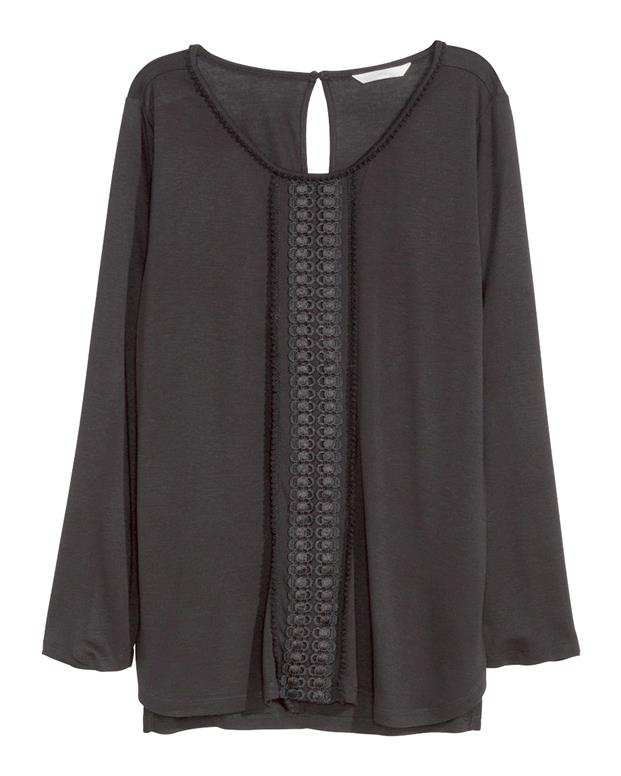 بلوز سوزن‌دوزی زنانه مشکی H&M