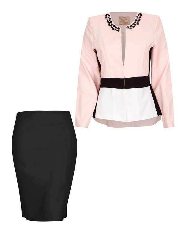 ست بلوز و دامن زنانه گلبهی مشکی Tulika