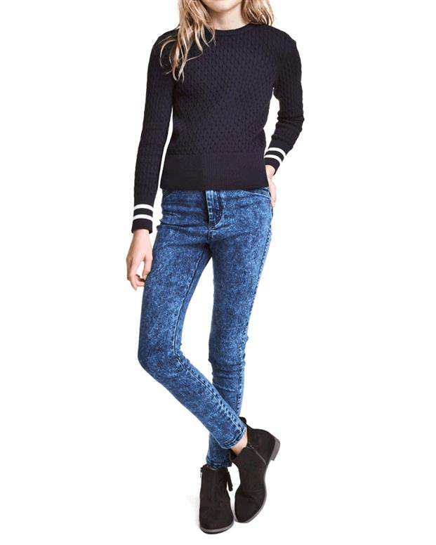 شلوار جین کشی دخترانه آبی H&M