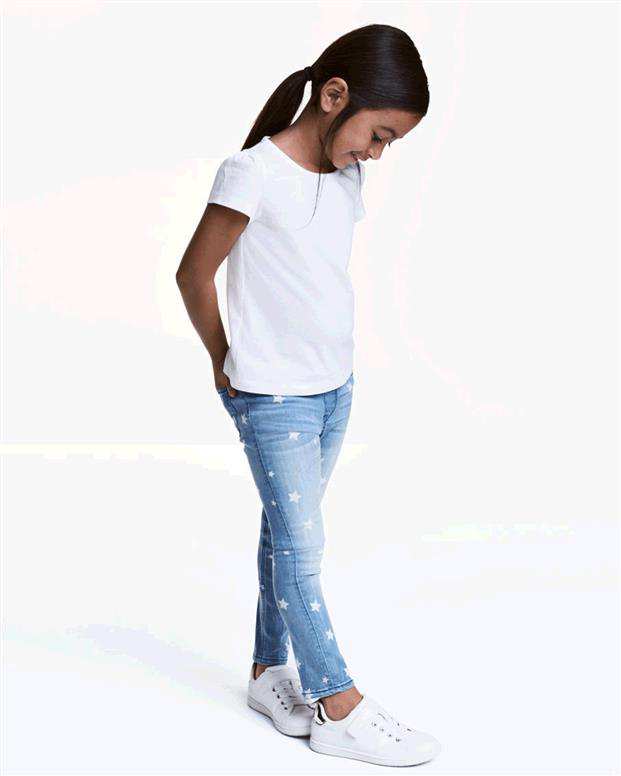 شلوار جین کاغذی دخترانه آبی H&M
