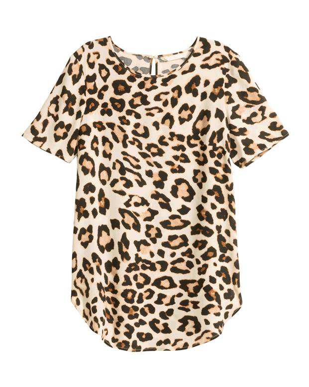 بلوز پلنگی زنانه کرم قهوه‌ای H&M