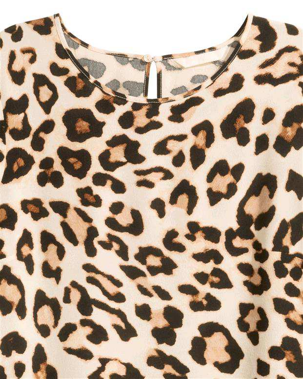 بلوز پلنگی زنانه کرم قهوه‌ای H&M