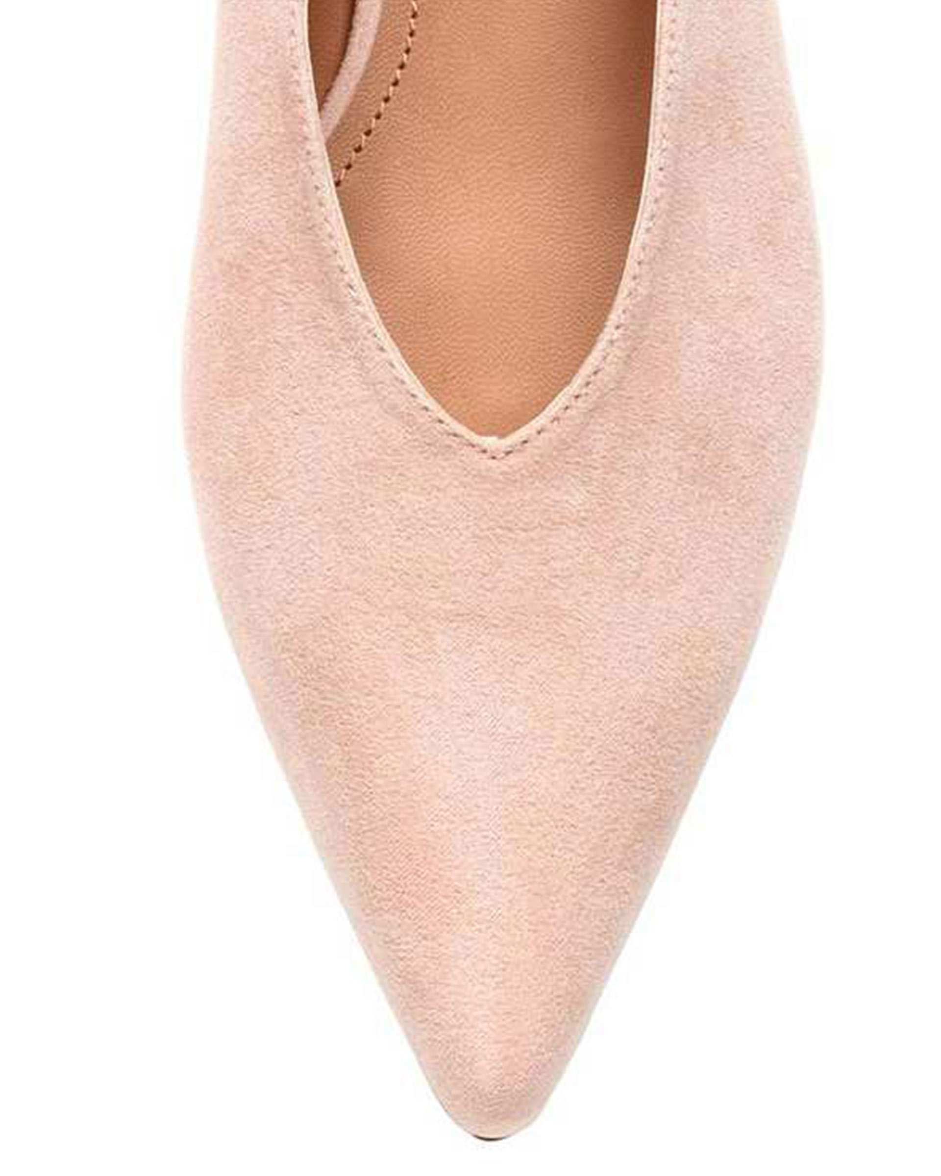 کفش تخت چرم زنانه گلبهی روشن H&M