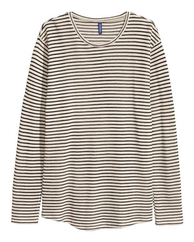 پلیور مردانه مشکی شیری راه ‌راه H&M