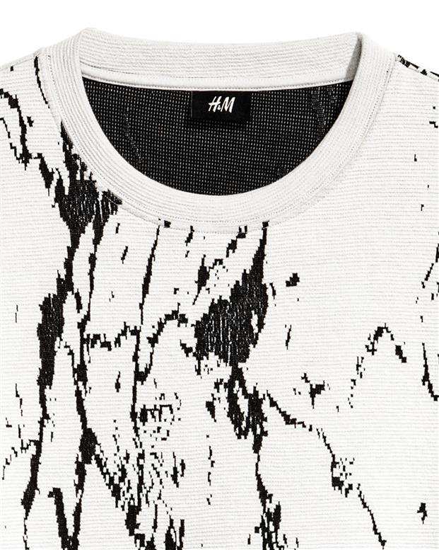 سویشرت مردانه جلو بسته سفید مشکی H&M