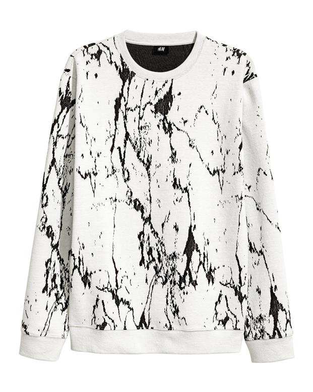 سویشرت مردانه جلو بسته سفید مشکی H&M