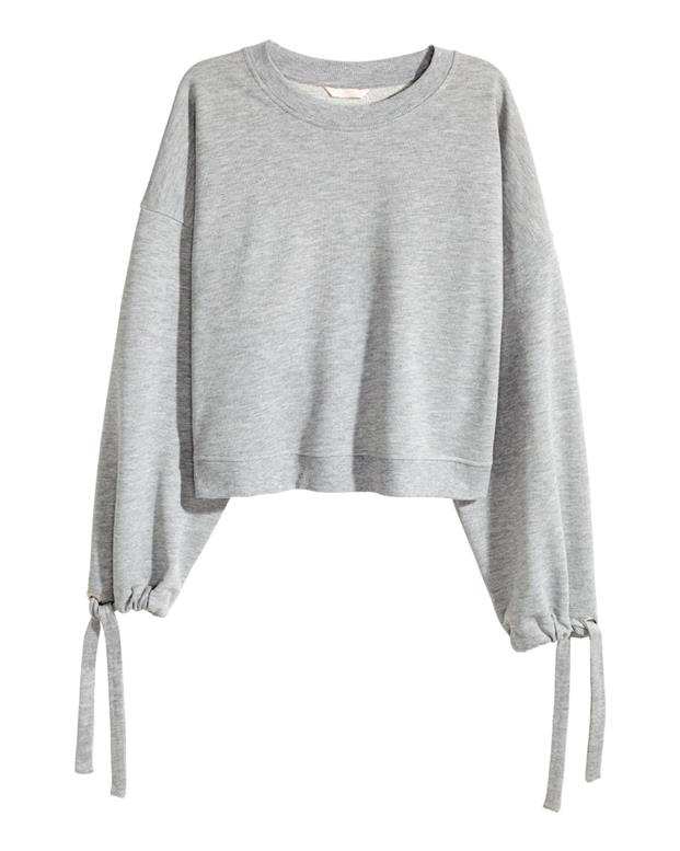 سویشرت زنانه جلوبسته طوسی ملانژ H&M