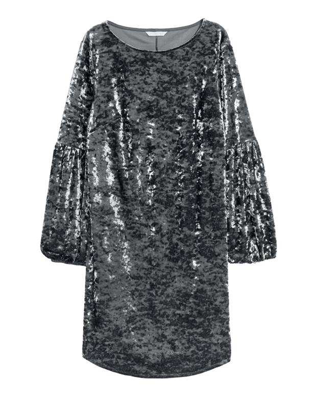 پیراهن زنانه مخمل سبزطوسی H&M