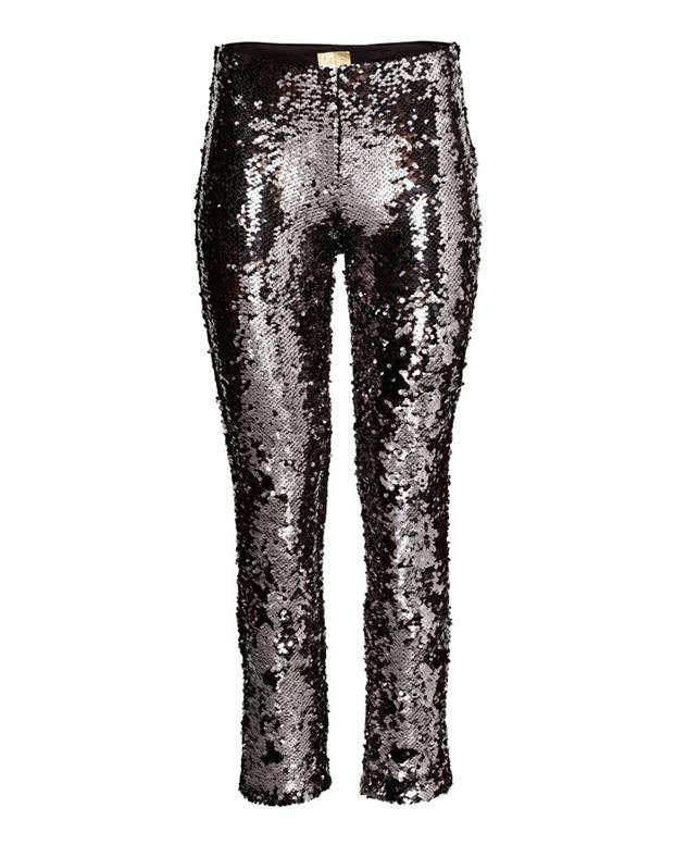 شلوار زنانه پولک‌دار نقره‌ای خاکستری H&M