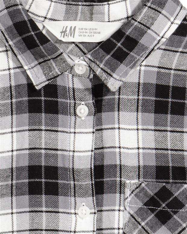 شومیز دخترانه طوسی مشکی چهارخانه H&M