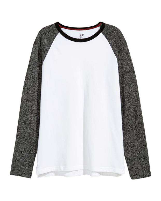 تی‌شرت پسرانه آستین بلند سفید H&M