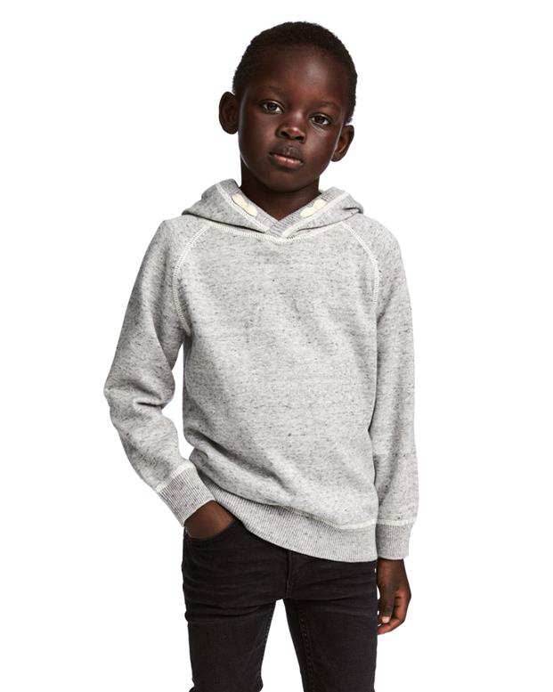سویشرت پسرانه جلوبسته کلاه‌دار طوسی ملانژ H&M