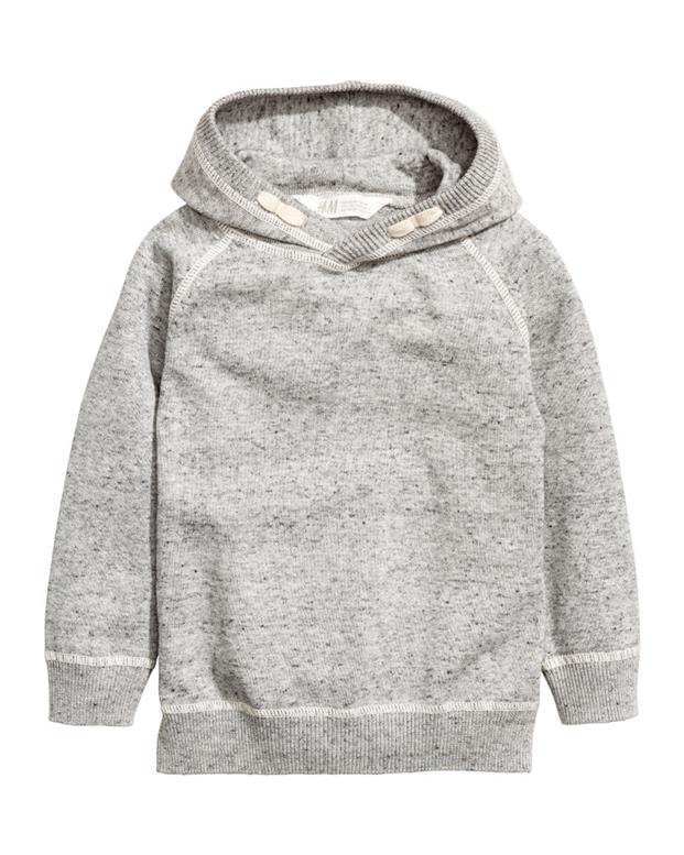 سویشرت پسرانه جلوبسته کلاه‌دار طوسی ملانژ H&M