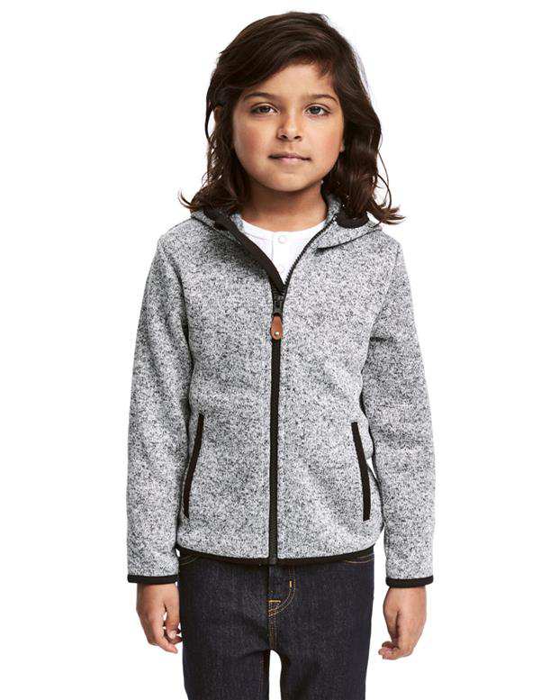سویشرت پسرانه کلاه‌دار طوسی سفید ملانژ H&M