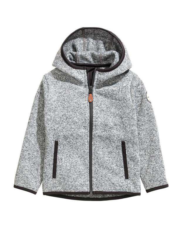 سویشرت پسرانه کلاه‌دار طوسی سفید ملانژ H&M