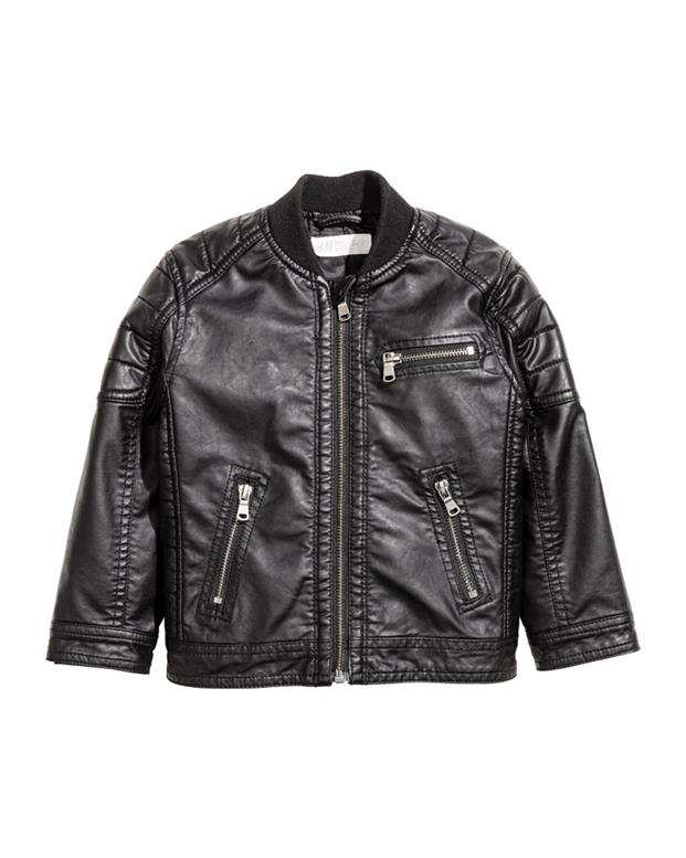 کاپشن پسرانه چرم مشکی H&M