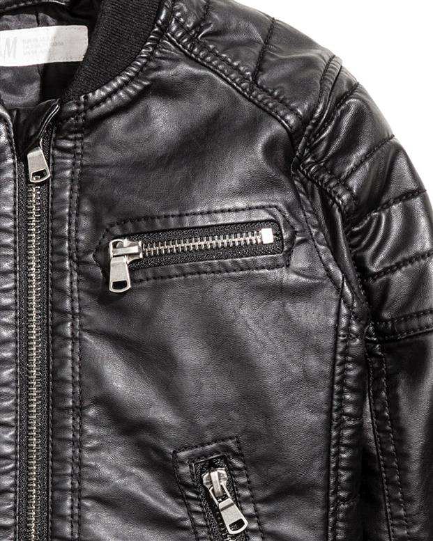 کاپشن پسرانه چرم مشکی H&M