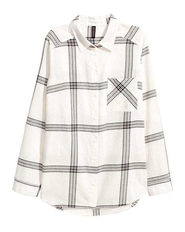 شومیز زنانه سفید مشکی چهارخانه H&M