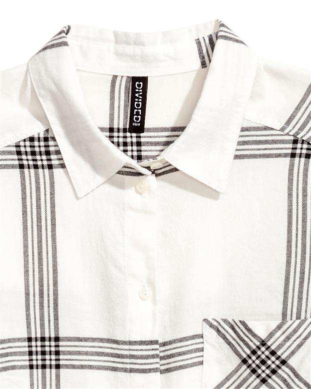 شومیز زنانه سفید مشکی چهارخانه H&M