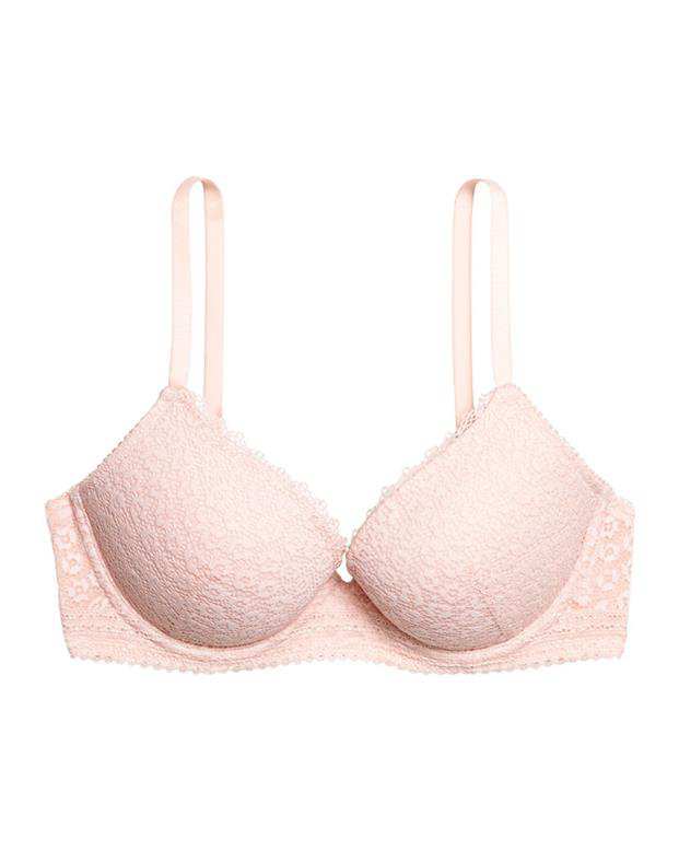 سوتین زنانه اسفنجی فنردار Push up گلبهی H&M