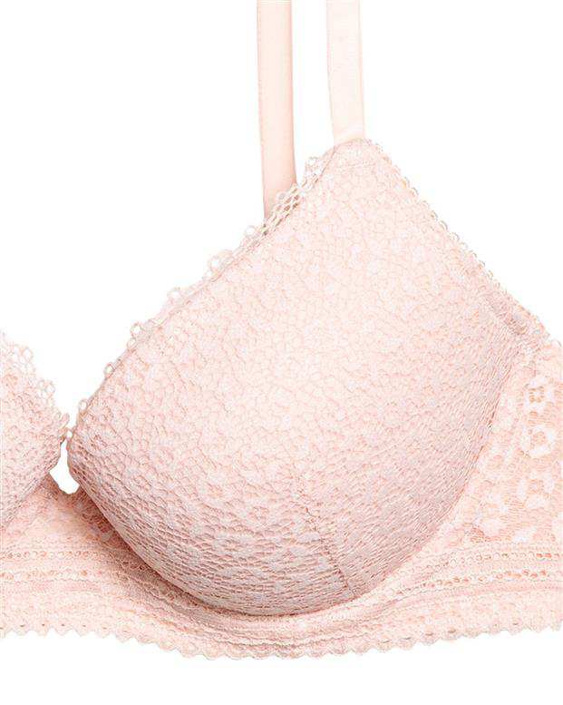 سوتین زنانه اسفنجی فنردار Push up گلبهی H&M