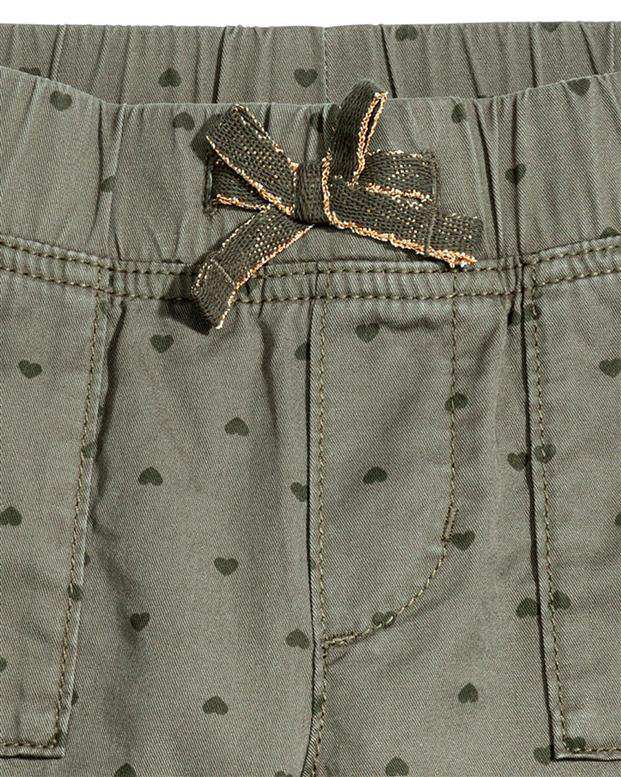 شلوار دخترانه کتان سبز ارتشی H&M