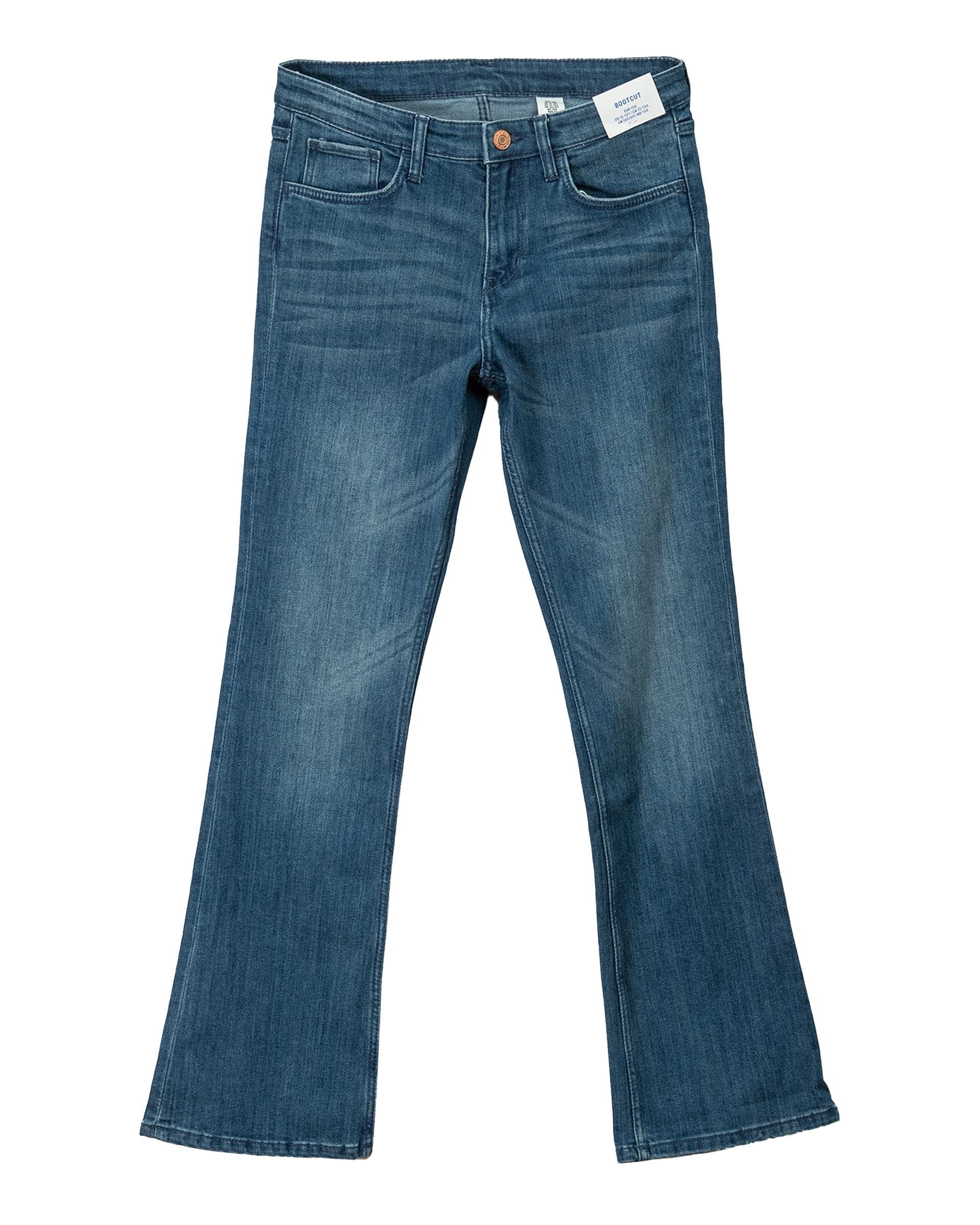 شلوار دخترانه جین دمپا گشاد آبی تیره H&M 