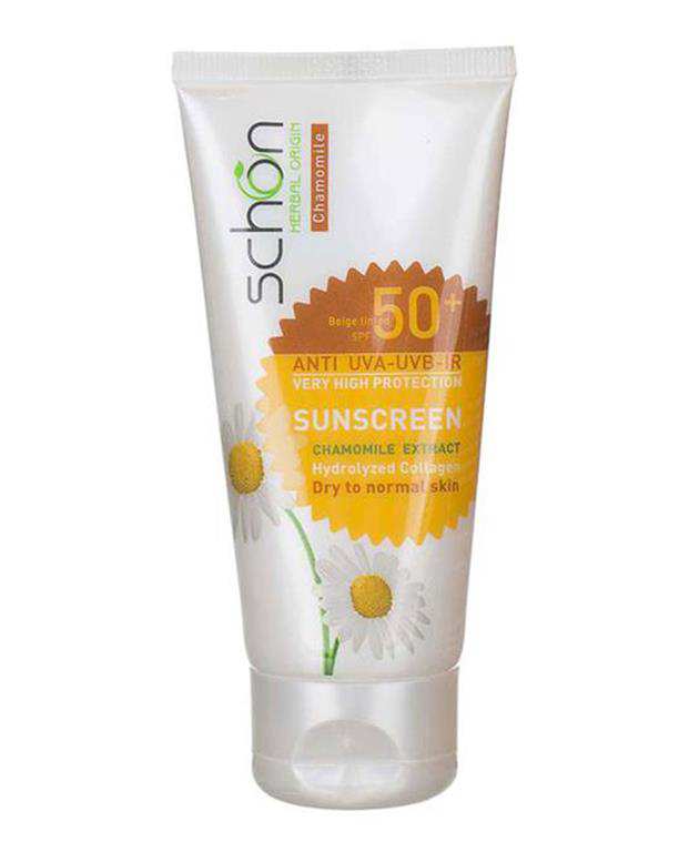 کرم ضد آفتاب +50 SPF با عصاره بابونه بژ شون