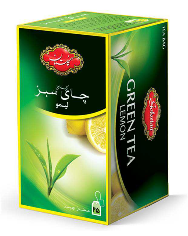 چای سبز کیسه ‌ای با طعم لیمو 25 عددی گلستان