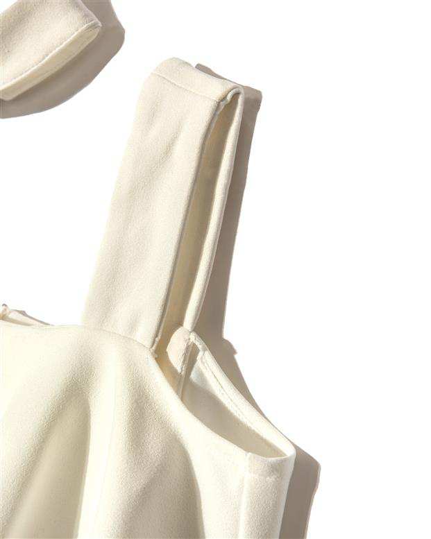 تاپ زنانه نیم تنه کرپ سفید ویچی Vichy
