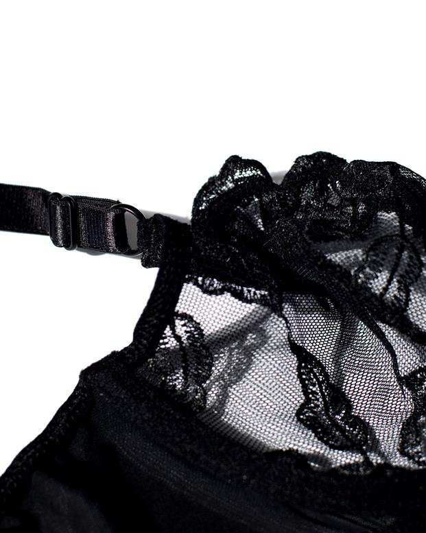 ست شورت و سوتین زنانه توری فنردار مشکی آس گالری