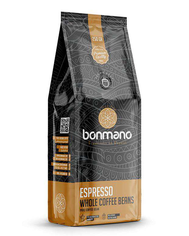 دانه قهوه اسپرسو 250 گرمی Bonmano
