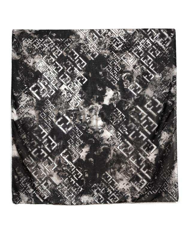 روسری زنانه نخی دست دوز مشکی طوسی الدرادو