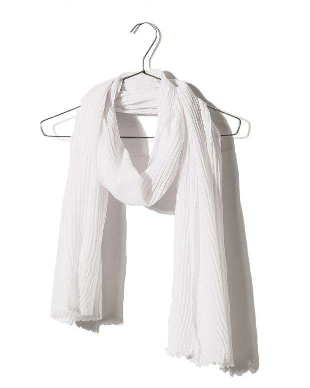 شال زنانه 2 متری نخی پلیسه سفید Market Scarf