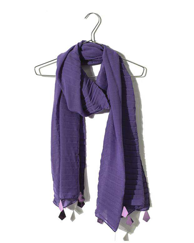 شال زنانه 2.5 متری کرپ حریر بنفش تیره پولکی Market Scarf