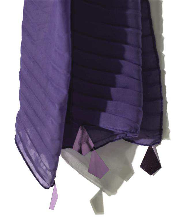 شال زنانه 2.5 متری کرپ حریر بنفش تیره پولکی Market Scarf