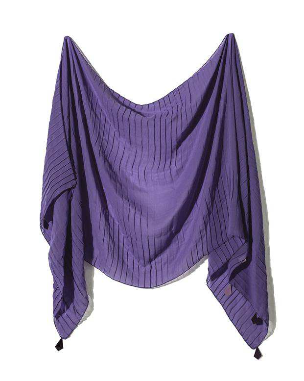 شال زنانه 2.5 متری کرپ حریر بنفش تیره پولکی Market Scarf