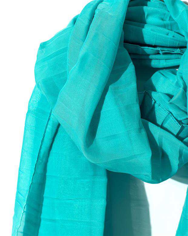 شال زنانه 2.5 متری کرپ حریر سبز فیروزه ای پولکی Market Scarf