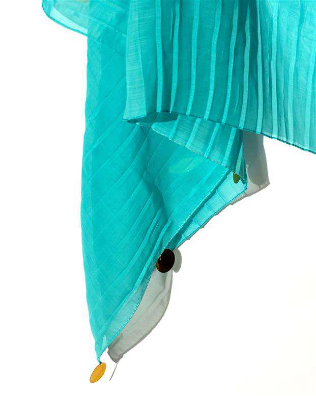 شال زنانه 2.5 متری کرپ حریر سبز فیروزه ای پولکی Market Scarf
