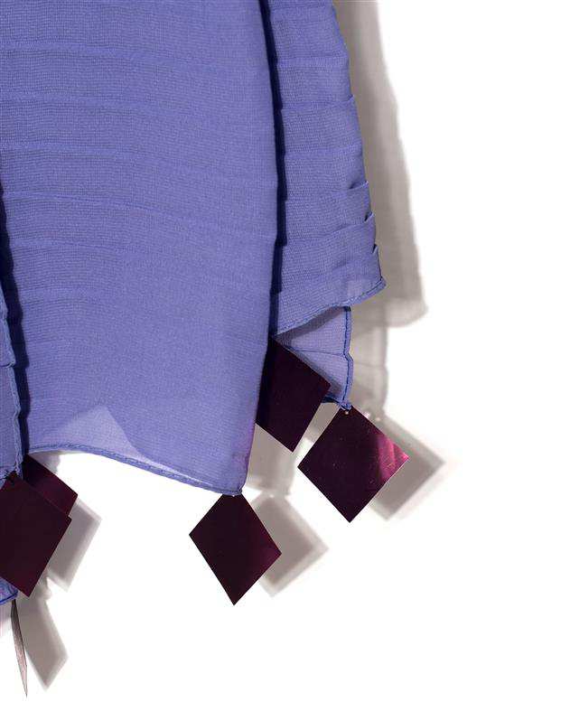 شال زنانه 2.5 متری کرپ حریر بنفش پولکی Market Scarf