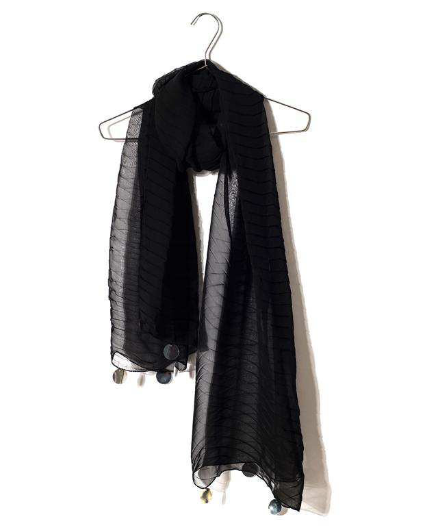 شال زنانه 2.5 متری کرپ حریر مشکی پولکی Market Scarf