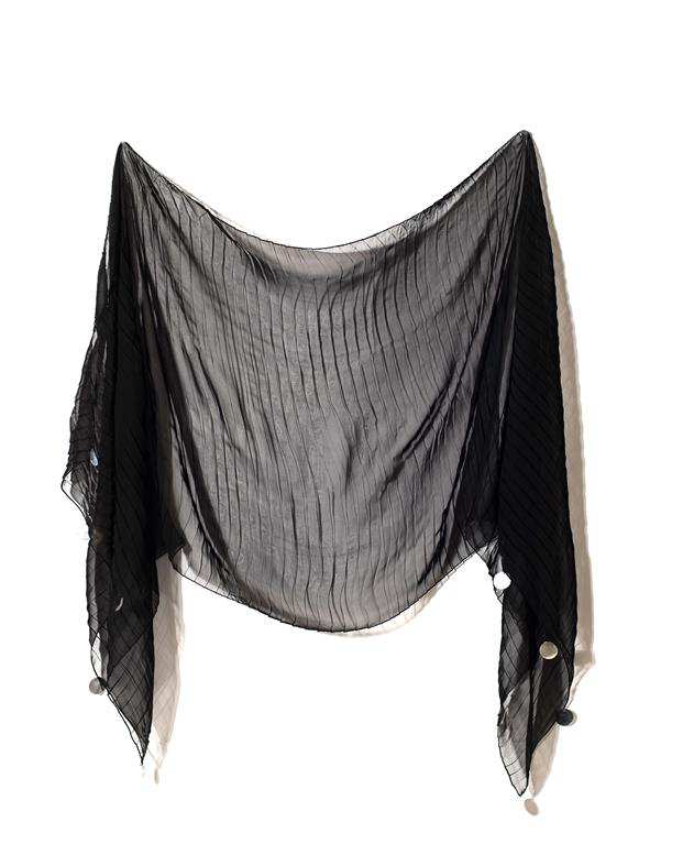 شال زنانه 2.5 متری کرپ حریر مشکی پولکی Market Scarf