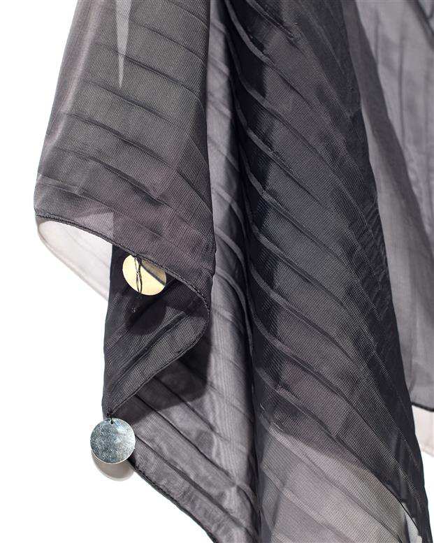 شال زنانه 2.5 متری کرپ حریر زغالی پولکی Market Scarf