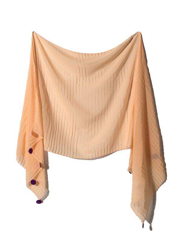 شال زنانه 2.5 متری کرپ حریر هلویی پولکی Market Scarf