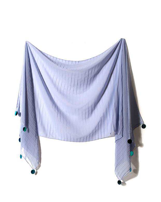 شال زنانه 2.5 متری کرپ حریر یاسی پولکی Market Scarf