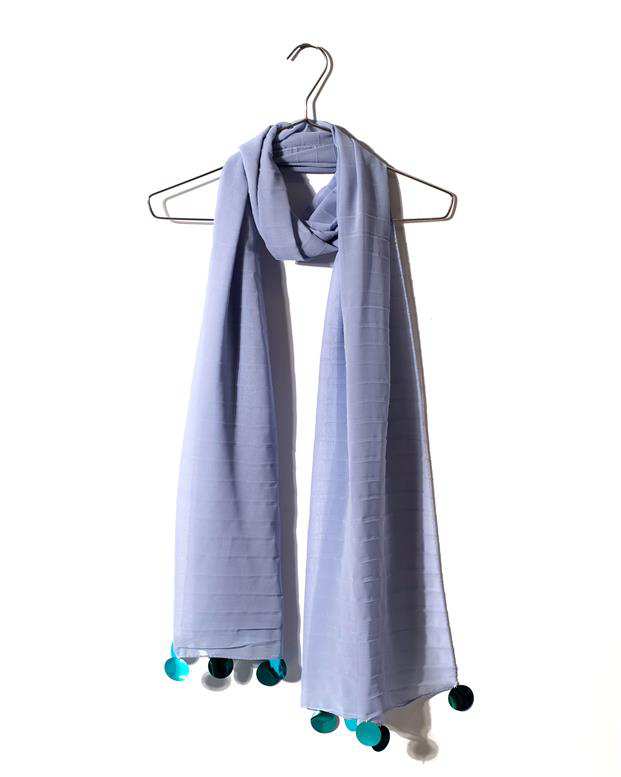 شال زنانه 2.5 متری کرپ حریر یاسی پولکی Market Scarf